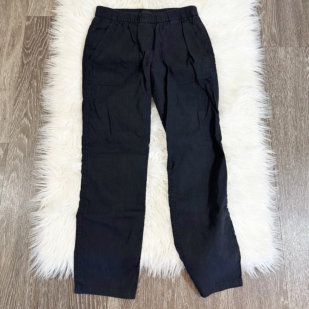 Theory Womens Northsound Pull Linen Blend On Pants Size 00 Black Beach Travel